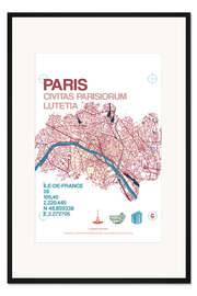Gerahmter Kunstdruck Paris Karte Stadtmotiv
