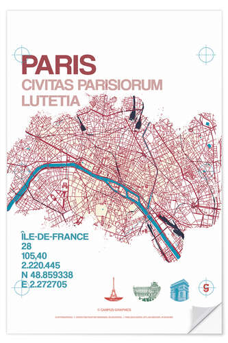 Vinilo para la pared Paris city map