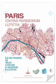 Vinilo para la pared Paris city map
