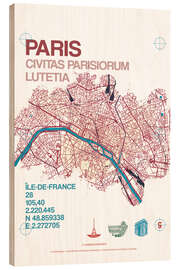Cuadro de madera Paris city map