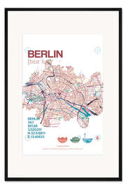 Gerahmter Kunstdruck Berlin Karte Stadtmotiv