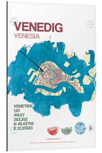 Aluminiumsbilde Venice city motif card