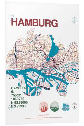 PVC-taulu Hamburg city motif map