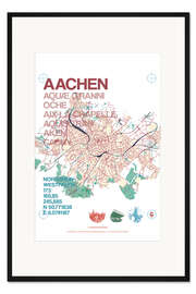 Gerahmter Kunstdruck Aachen Karte Stadtmotiv