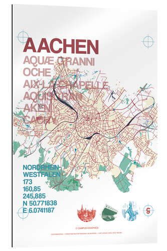 Galleritryck Aachen city motif map