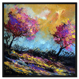 Gerahmter Kunstdruck Bäume in purpur