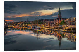 Magnettafel Bremen bei Nacht Blick auf die Schlachte und die Alexander von Humboldt