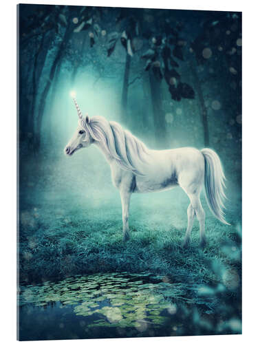 Akrylbilde Unicorn in the magic forest