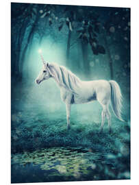 Foam board print Unicorn in the magic forest