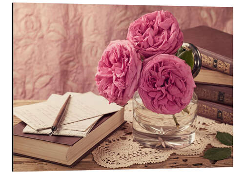 Stampa su alluminio Roses and the books