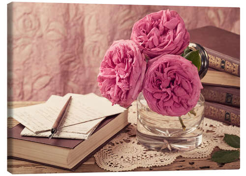 Canvas-taulu Roses and the books