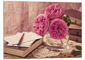 Quadro em plexi-alumínio Roses and the books