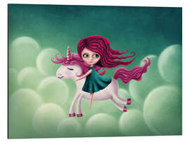 Cuadro de aluminio Illustration with a unicorn with a girl