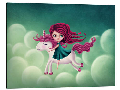 Gallery print Illustration with a unicorn with a girl