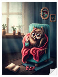 Wall sticker Owl with a cup of coffee