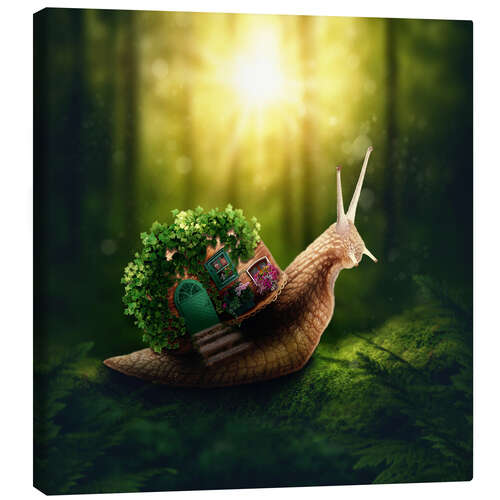 Canvas print Snail in the magic forest