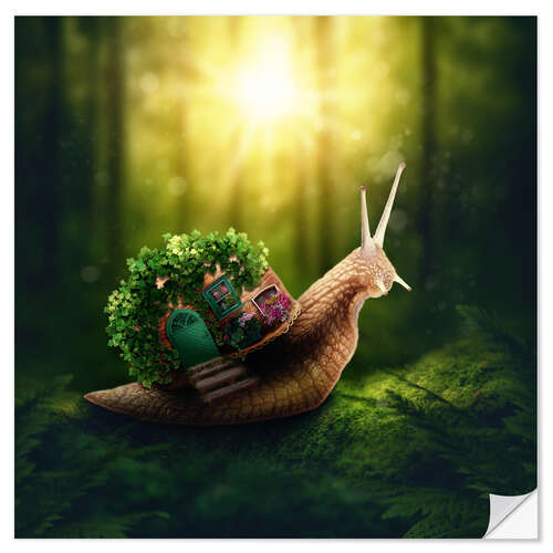 Sisustustarra Snail in the magic forest