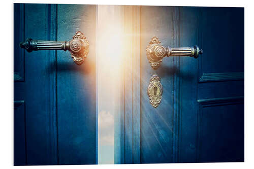 PVC-tavla Open blue door and sunshine