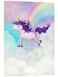 Acrylic print Unicorn with rainbow