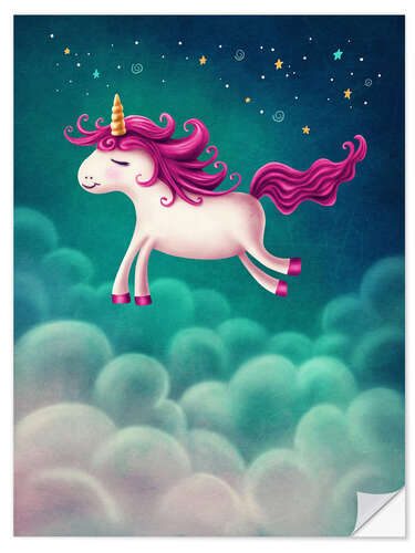 Selvklebende plakat Unicorn and stars