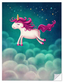 Selvklebende plakat Unicorn and stars