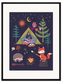 Gerahmter Kunstdruck Camping Freunde