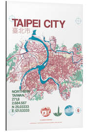 Cuadro de aluminio Taipei City Map