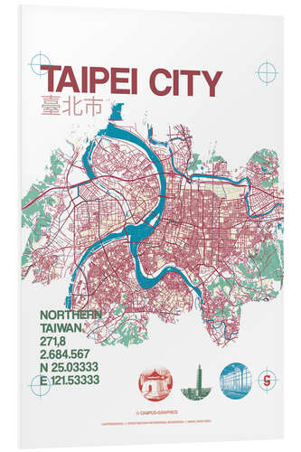 Foam board print Taipei City Map