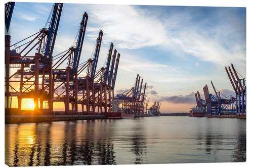 Canvastavla Hamburg | Germany | Port | Sunset | Reflection | Ship