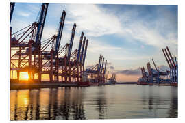 Foam board print Hamburg | Germany | Port | Sunset | Reflection | Ship