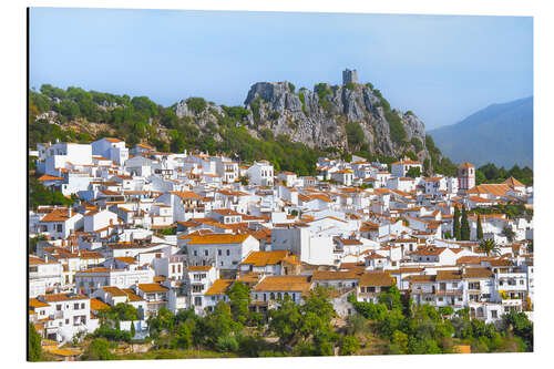 Aluminium print White Town with mountain scenery