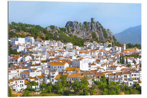 Tableau en plexi-alu White Town with mountain scenery