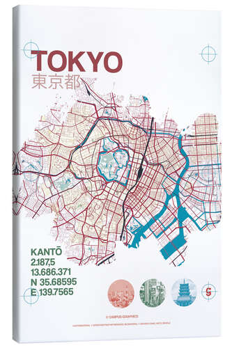 Canvas print Tokyo city map