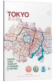 Magnettafel Tokyo Karte Stadtmotiv