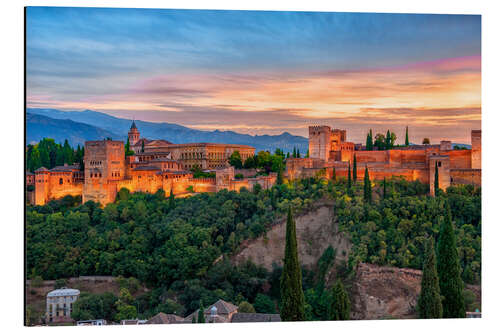 Aluminiumtavla Red Alhambra in the Evening