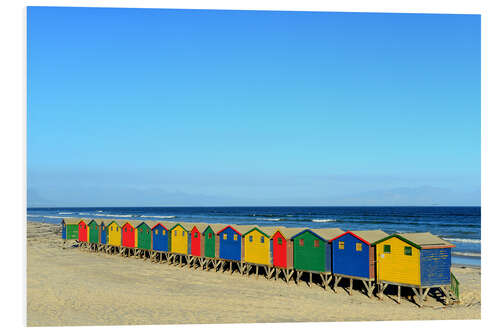 Hartschaumbild Bunte Strandhütten am Strand von Muizenberg