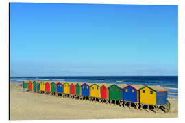 Magnettafel Bunte Strandhütten am Strand von Muizenberg