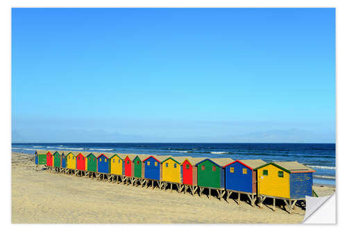 Wandsticker Bunte Strandhütten am Strand von Muizenberg