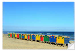 Sticker mural Cabanes de plage colorées sur la plage de Muizenberg