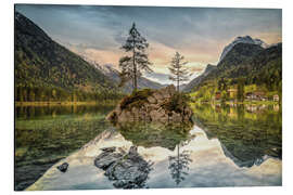 Aluminium print Hintersee at an evening in spring