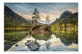 Print  Hintersee at an evening in spring - Sabine Wagner