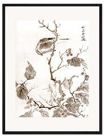 Gerahmter Kunstdruck Vogel und Frosch