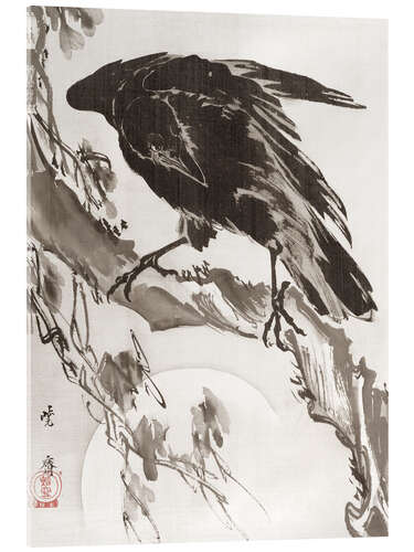 Stampa su vetro acrilico Corvo e la Luna