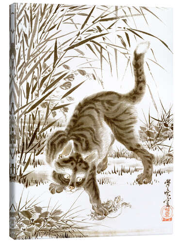 Canvas-taulu Cat Catching a Frog