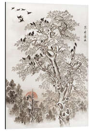 Magnettafel Schwarm Krähen in der Dämmerung