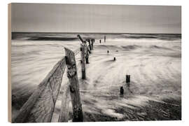 Wood print Stormy Baltic Sea (monochrome)