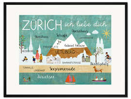 Gerahmter Kunstdruck Zürich ich liebe dich