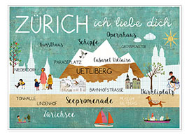 Wall print  Zürich I love you - GreenNest