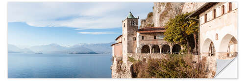 Selvklæbende plakat Famous Santa Caterina del Sasso monastery, Lake maggiore, Italy