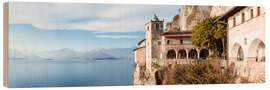 Quadro de madeira Famous Santa Caterina del Sasso monastery, Lake maggiore, Italy